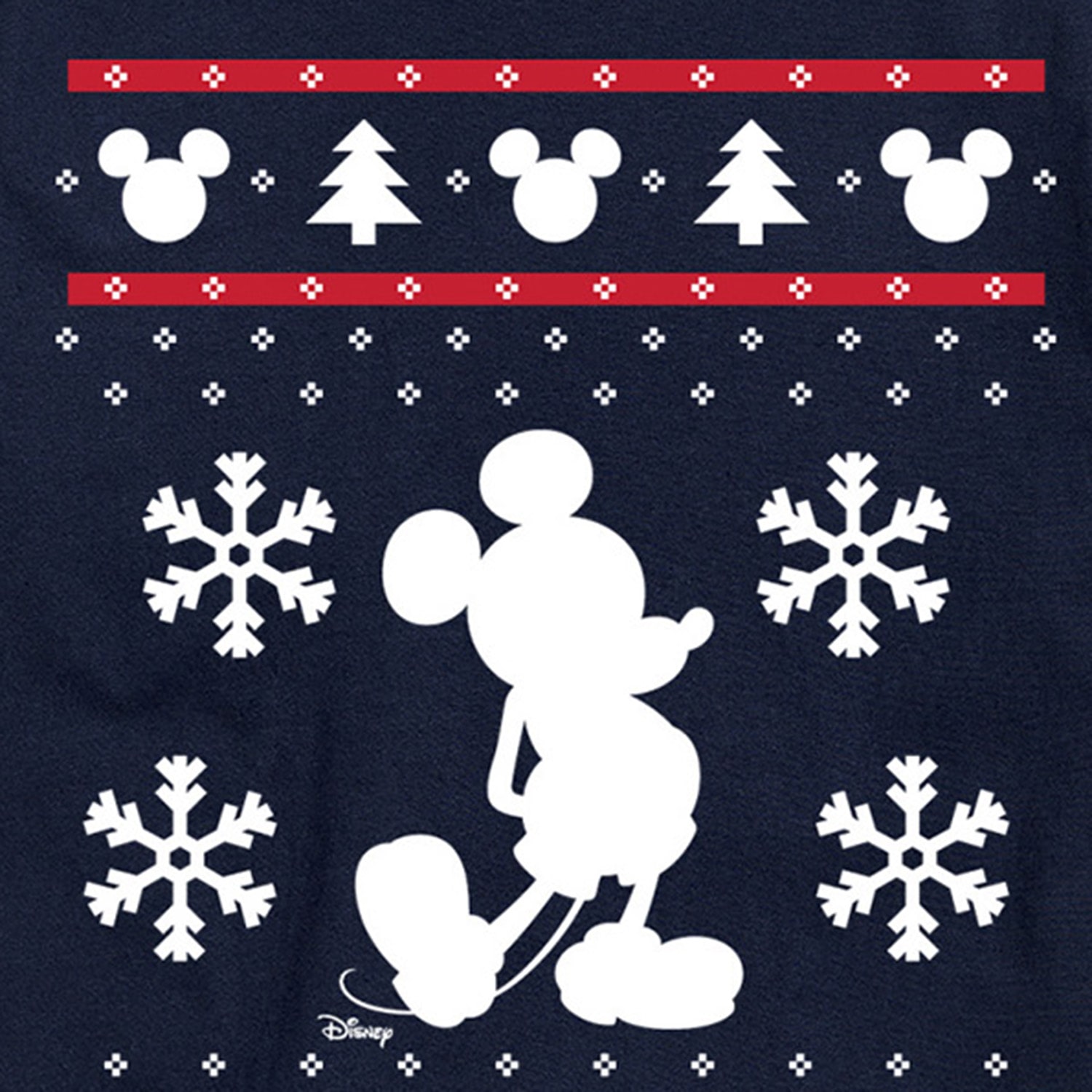 Christmas Cross Stitch Mens Crew Neck Short Sleeve Regular Fit Mickey Mouse Big and Tall Graphic T-Shirt
