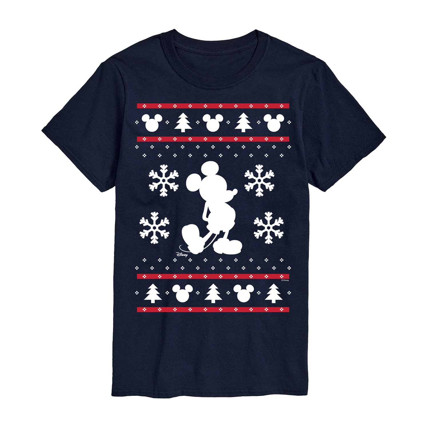 Christmas Cross Stitch Mens Crew Neck Short Sleeve Regular Fit Mickey Mouse Big and Tall Graphic T-Shirt