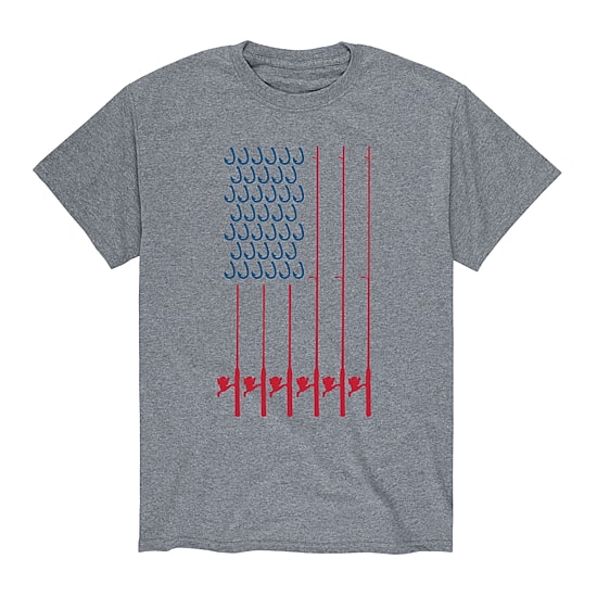 Fishing Pole Mens Crew Neck Short Sleeve Flag Regular Fit Big and Tall Graphic T-Shirt
