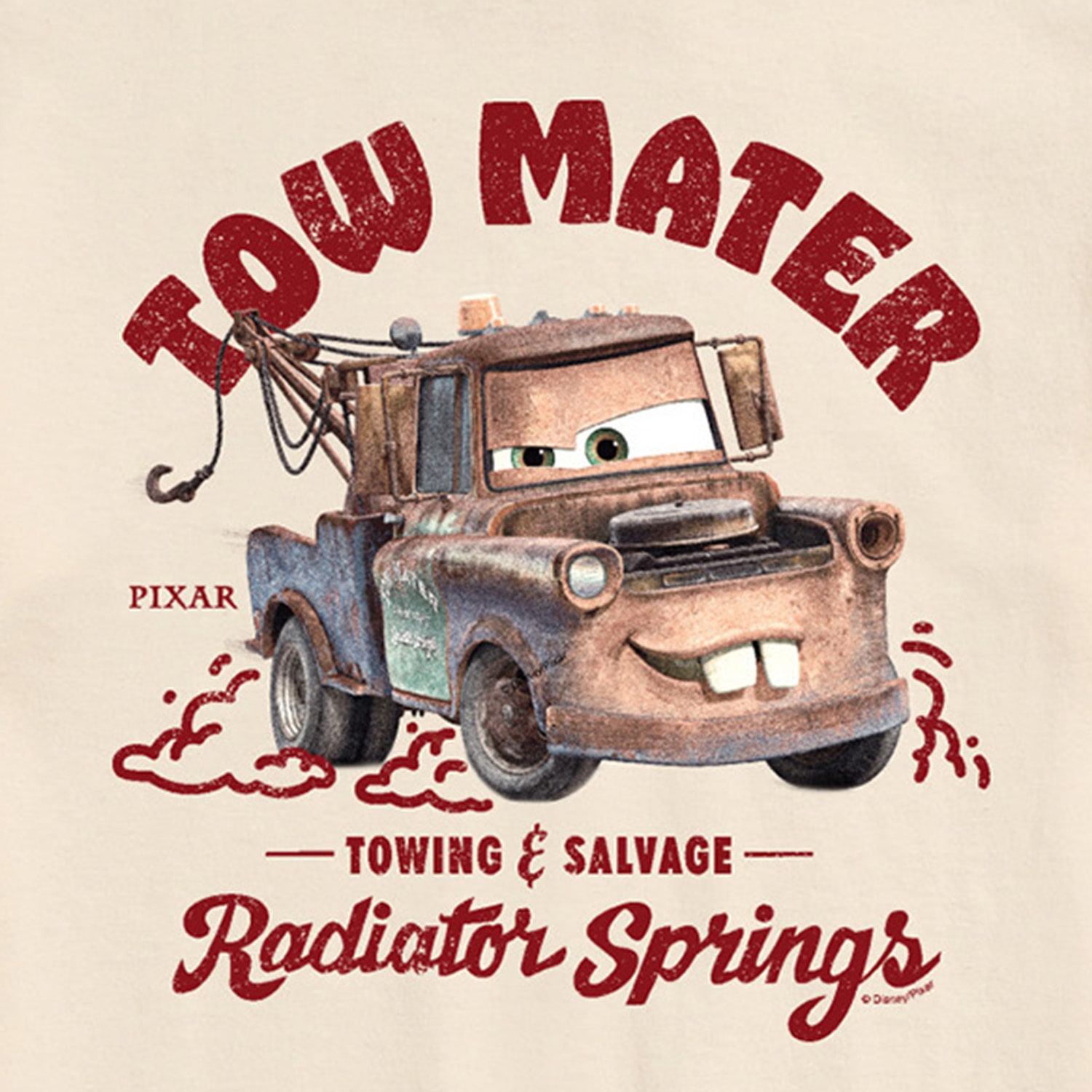Tow Mater Towing Distressed Mens Crew Neck Short Sleeve Regular Fit Cars Big and Tall Graphic T-Shirt