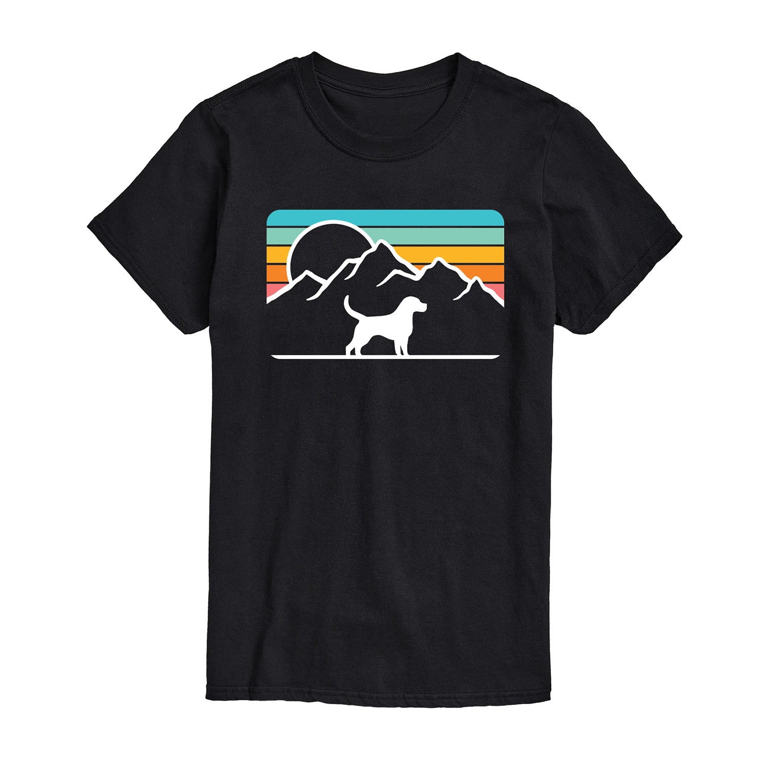 Dog Retro Mountain Mens Crew Neck Short Sleeve Regular Fit Big and Tall Graphic T-Shirt