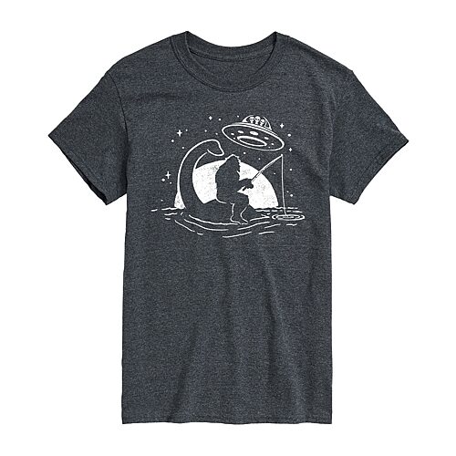 Sasquatch Nessy Ufo Mens Crew Neck Short Sleeve Regular Fit Big and Tall Graphic T-Shirt, 6x-large, Gray