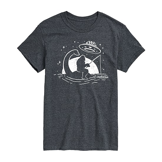 Sasquatch Nessy Ufo Mens Crew Neck Short Sleeve Regular Fit Big and Tall Graphic T-Shirt