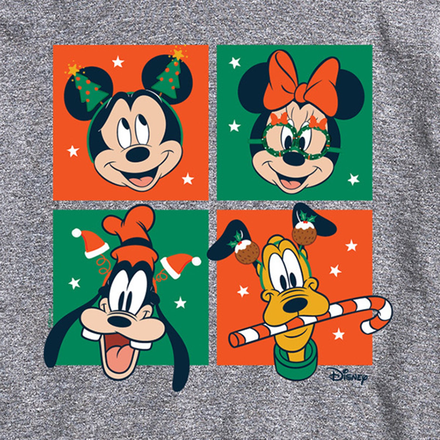 Mickey and Friends Christmas Grid Mens Crew Neck Short Sleeve Regular Fit Big Tall Graphic T-Shirt