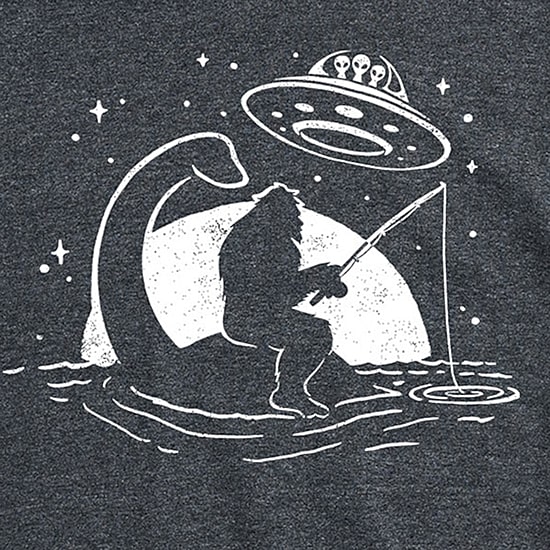 Sasquatch Nessy Ufo Mens Crew Neck Short Sleeve Regular Fit Big and Tall Graphic T-Shirt