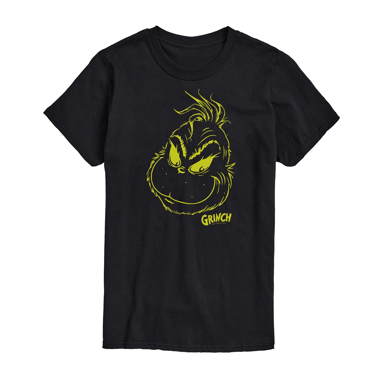 Face Mens Crew Neck Short Sleeve Regular Fit Grinch Big and Tall Graphic T-Shirt
