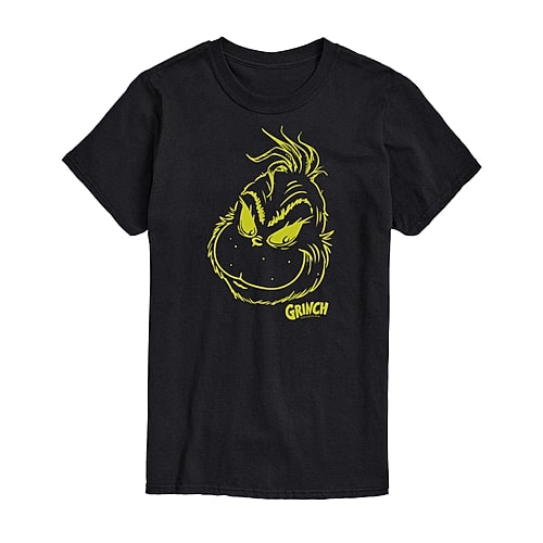 Face Mens Crew Neck Short Sleeve Regular Fit Grinch Big and Tall Graphic T-Shirt, 6x-large, Black