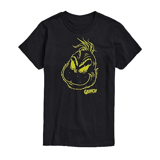 Face Mens Crew Neck Short Sleeve Regular Fit Grinch Big and Tall Graphic T-Shirt