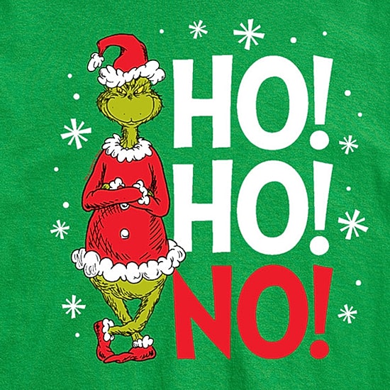 Ho Ho No Santa Mens Crew Neck Short Sleeve Regular Fit Grinch Big and Tall Graphic T-Shirt