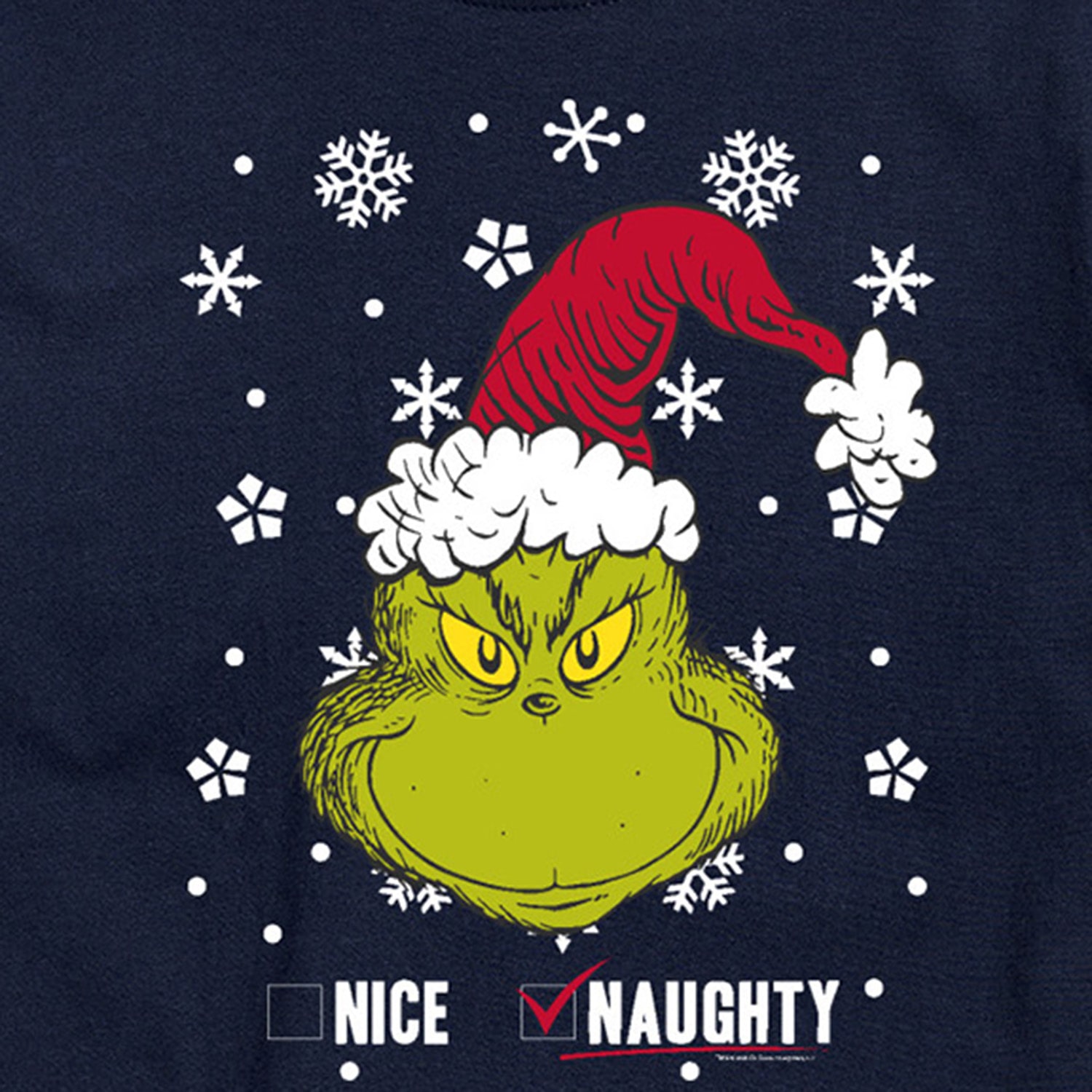 Naughty Or Nice Mens Crew Neck Short Sleeve Regular Fit Grinch Big and Tall Graphic T-Shirt