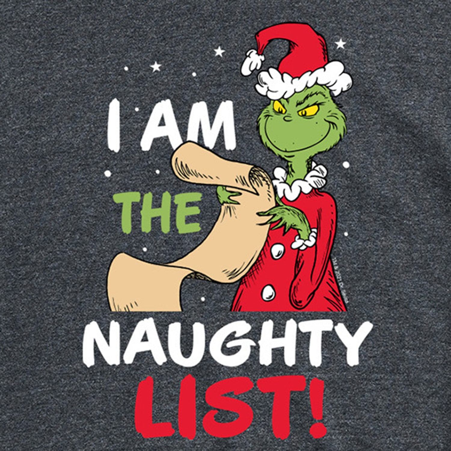 I Am The Naughty List Mens Crew Neck Short Sleeve Regular Fit Grinch Big and Tall Graphic T-Shirt