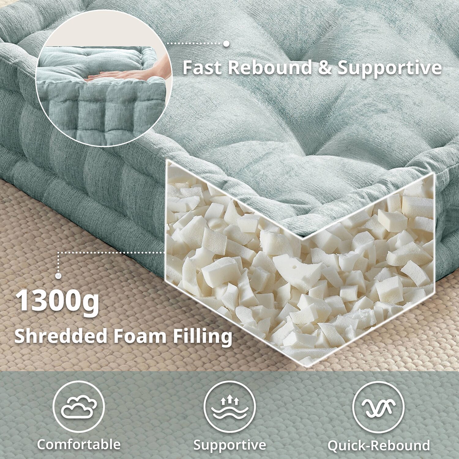 Intelligent Design Charvi Poly Chenille Square Floor Pillow