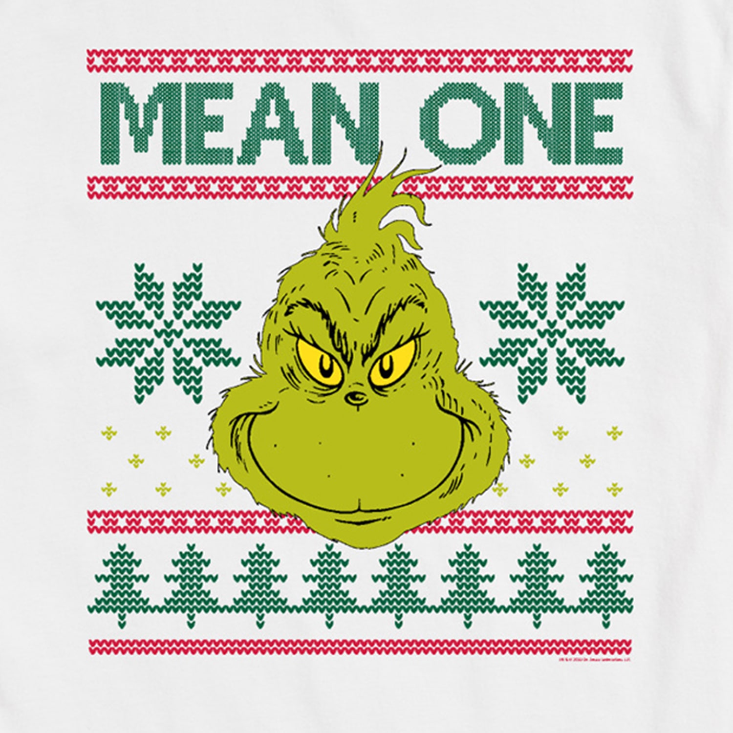 Christmas Mean One Mens Crew Neck Short Sleeve Regular Fit Grinch Big and Tall Graphic T-Shirt