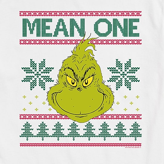 Christmas Mean One Mens Crew Neck Short Sleeve Regular Fit Grinch Big and Tall Graphic T-Shirt