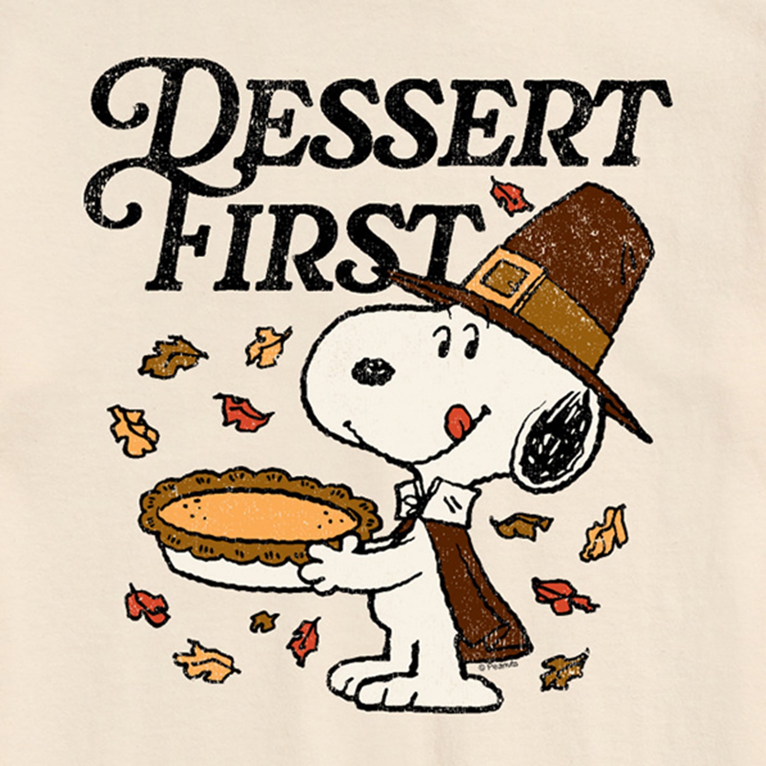 Thanksgiving Dessert First Mens Crew Neck Short Sleeve Regular Fit Peanuts Snoopy Big and Tall Graphic T-Shirt