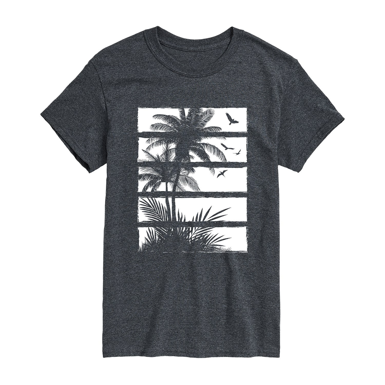 Palm Tree Silhouette Mens Crew Neck Short Sleeve Regular Fit Big and Tall Graphic T-Shirt