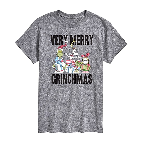 Very Merry Grinchmas Mens Crew Neck Short Sleeve Regular Fit Grinch Big and Tall Graphic T-Shirt