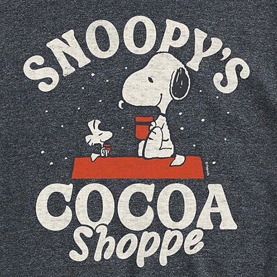 Cocoa Shoppe Christmas Mens Crew Neck Short Sleeve Regular Fit Peanuts Snoopy Big and Tall Graphic T-Shirt