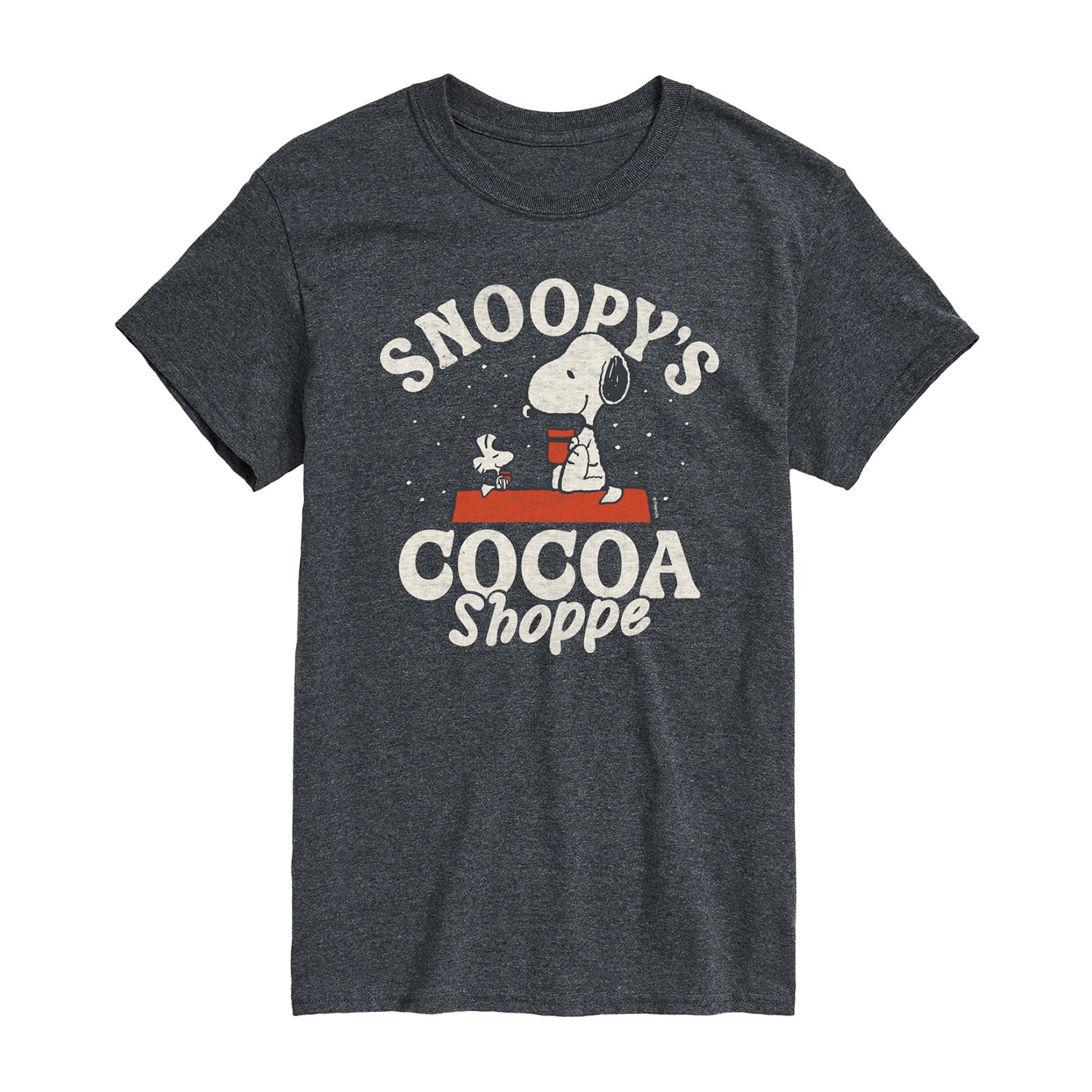 Cocoa Shoppe Christmas Mens Crew Neck Short Sleeve Regular Fit Peanuts Snoopy Big and Tall Graphic T-Shirt