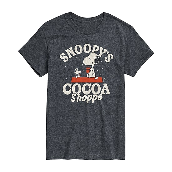 Cocoa Shoppe Christmas Mens Crew Neck Short Sleeve Regular Fit Peanuts Snoopy Big and Tall Graphic T-Shirt