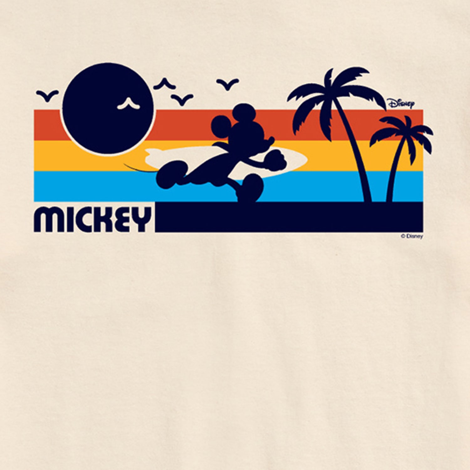 Sunset Beach Surf Mens Crew Neck Short Sleeve Regular Fit Mickey Mouse Big and Tall Graphic T-Shirt