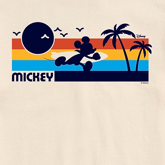 Sunset Beach Surf Mens Crew Neck Short Sleeve Regular Fit Mickey Mouse Big and Tall Graphic T-Shirt