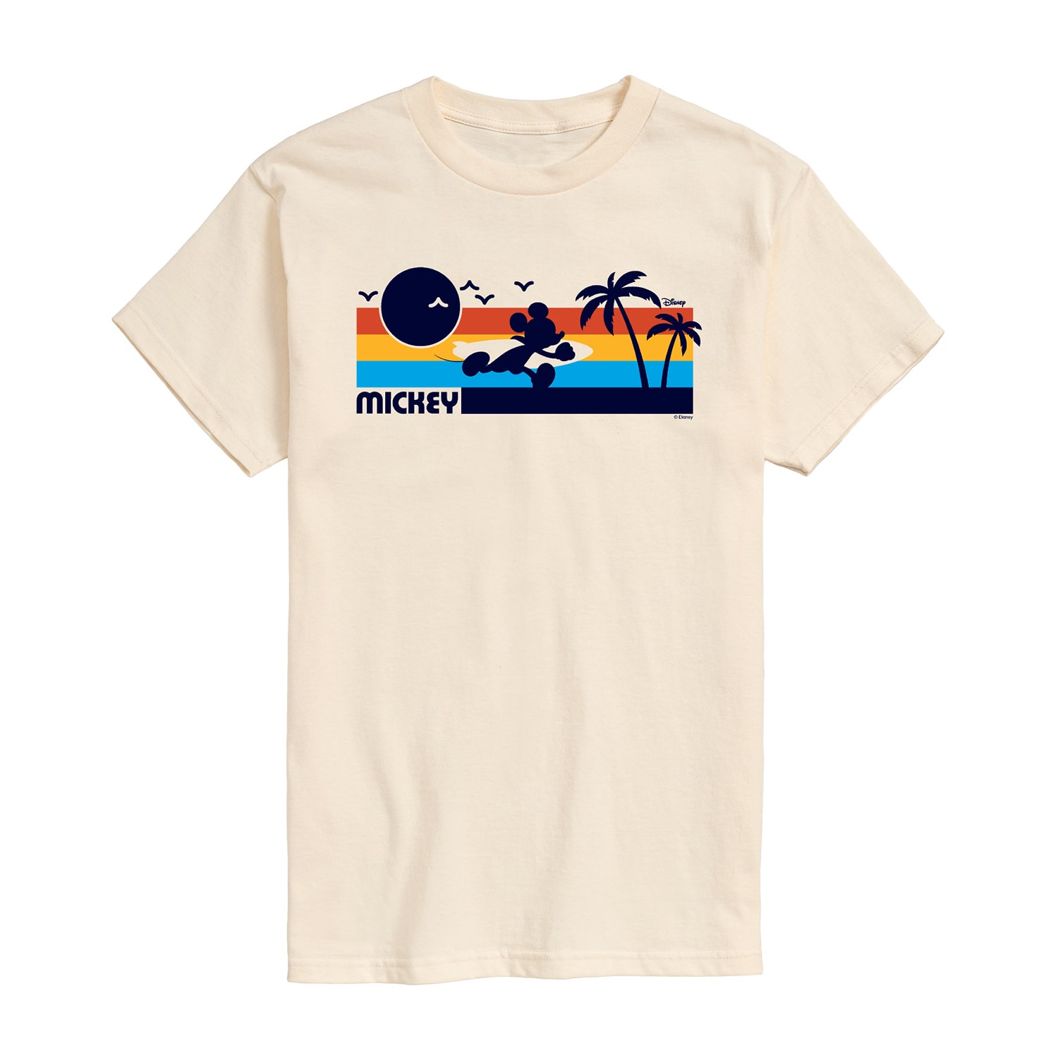 Sunset Beach Surf Mens Crew Neck Short Sleeve Regular Fit Mickey Mouse Big and Tall Graphic T-Shirt
