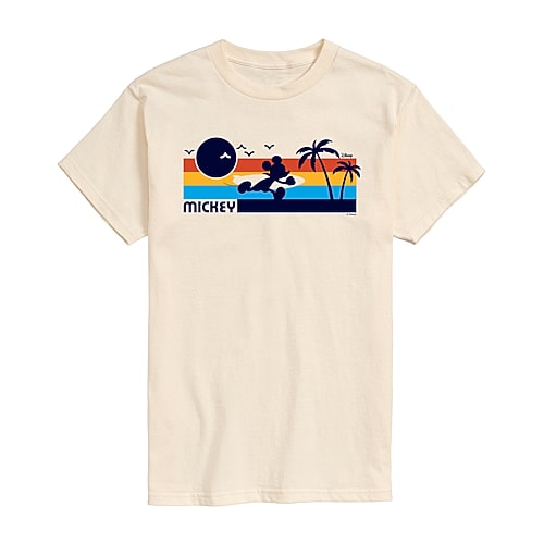 Sunset Beach Surf Mens Crew Neck Short Sleeve Regular Fit Mickey Mouse Big and Tall Graphic T-Shirt, 5x-large, Beige