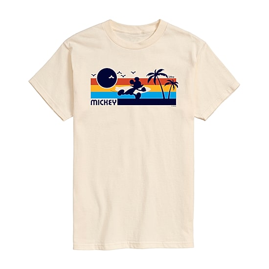 Sunset Beach Surf Mens Crew Neck Short Sleeve Regular Fit Mickey Mouse Big and Tall Graphic T-Shirt