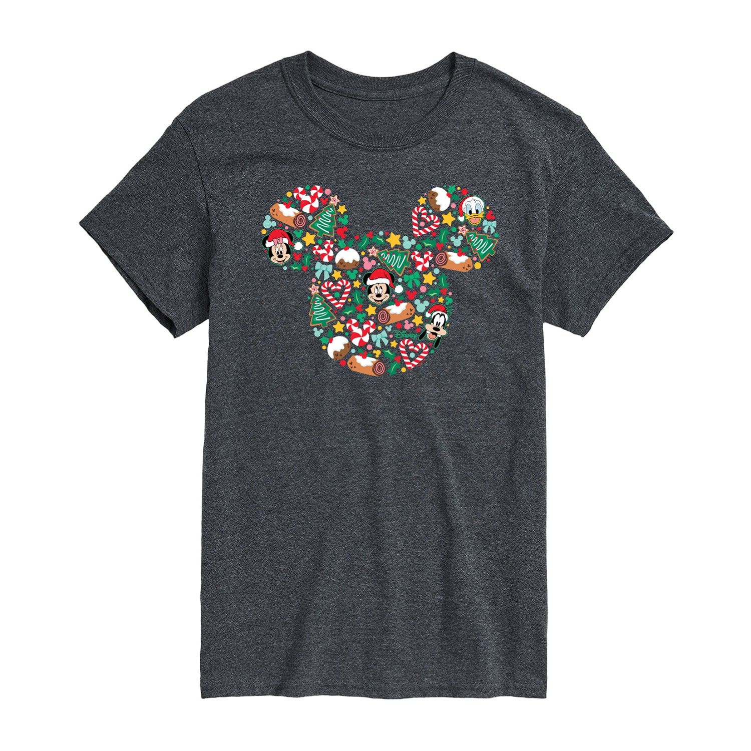 Ear Silhouette Christmas Icons Mens Crew Neck Short Sleeve Regular Fit Mickey and Friends Big Tall Graphic T-Shirt