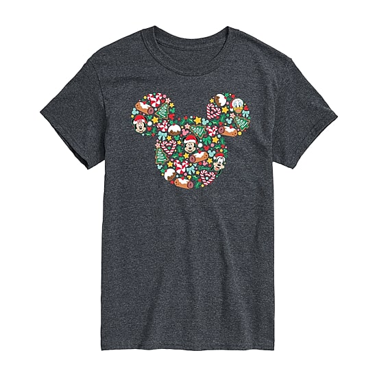 Ear Silhouette Christmas Icons Mens Crew Neck Short Sleeve Regular Fit Mickey and Friends Big and Tall Graphic T-Shirt