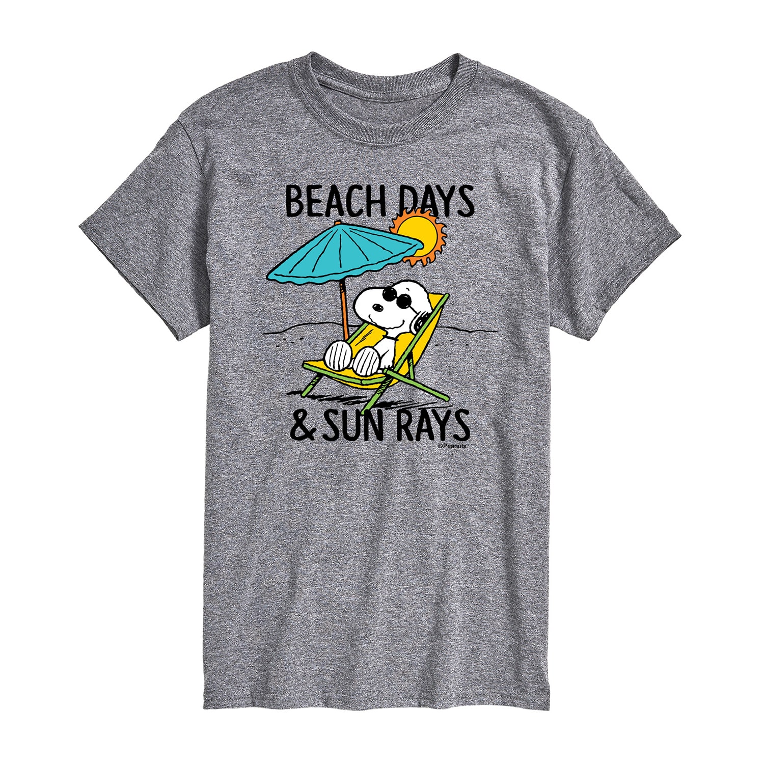 Beach Days Sun Rays Mens Crew Neck Short Sleeve Regular Fit Peanuts Snoopy Big and Tall Graphic T-Shirt