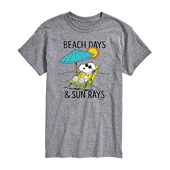 Beach Days Sun Rays Mens Crew Neck Short Sleeve Regular Fit Peanuts Snoopy Big and Tall Graphic T-Shirt