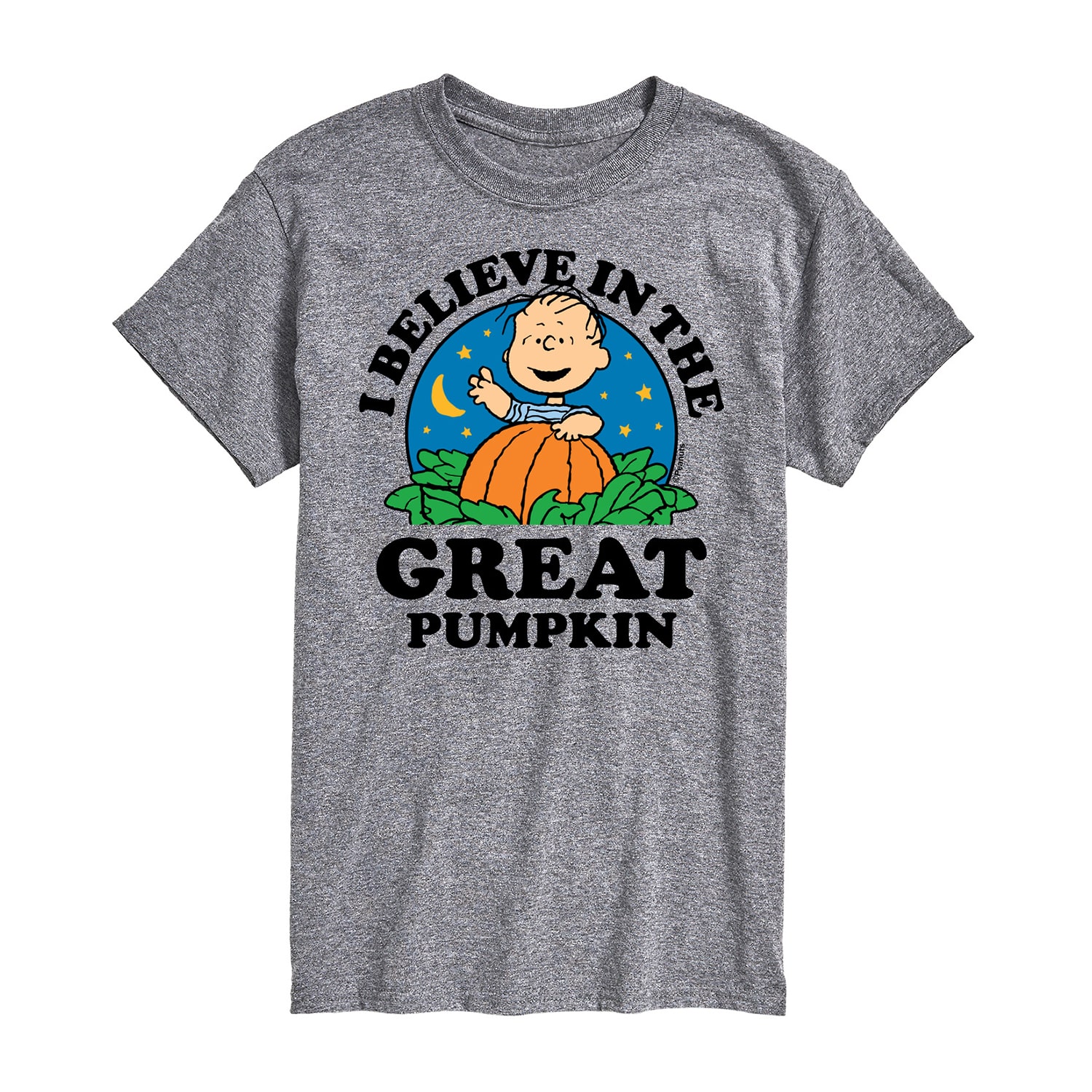 I Believe The Great Pumpkin Mens Crew Neck Short Sleeve Regular Fit Peanuts Big and Tall Graphic T-Shirt