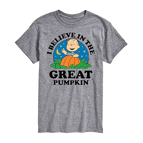 I Believe In The Great Pumpkin Mens Crew Neck Short Sleeve Regular Fit Peanuts Big and Tall Graphic T-Shirt