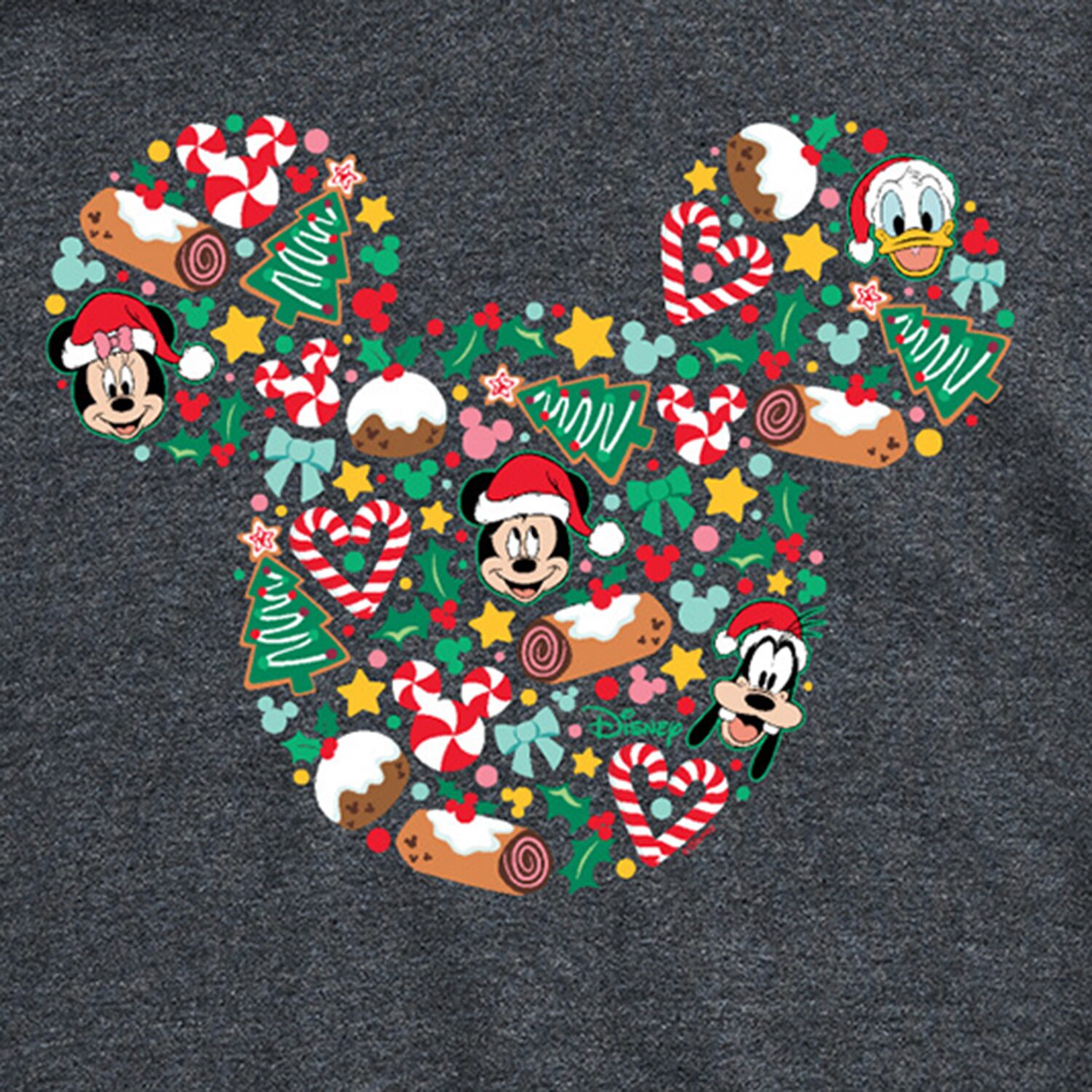 Ear Silhouette Christmas Icons Mens Crew Neck Short Sleeve Regular Fit Mickey and Friends Big Tall Graphic T-Shirt