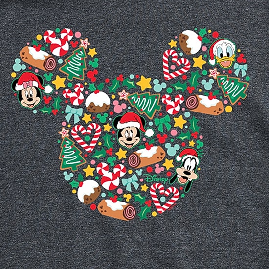 Ear Silhouette Christmas Icons Mens Crew Neck Short Sleeve Regular Fit Mickey and Friends Big and Tall Graphic T-Shirt