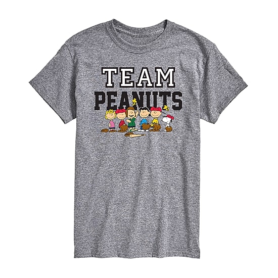 Team Baseball Mens Crew Neck Short Sleeve Regular Fit Peanuts Snoopy Big and Tall Graphic T-Shirt