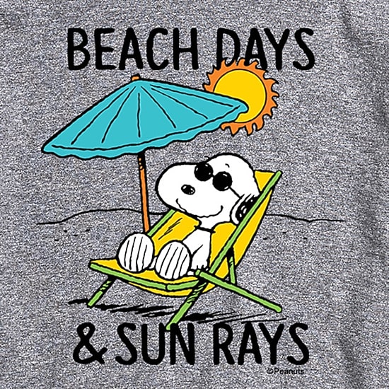 Beach Days Sun Rays Mens Crew Neck Short Sleeve Regular Fit Peanuts Snoopy Big and Tall Graphic T-Shirt