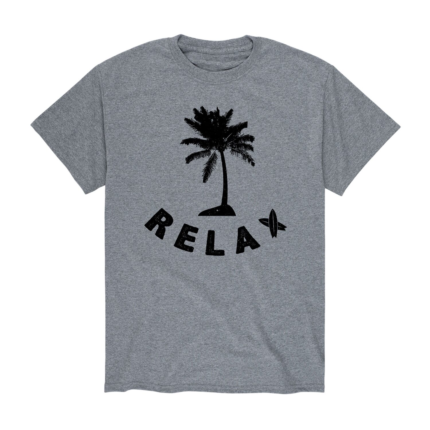 Relax Palm Tree Distressed Mens Crew Neck Short Sleeve Regular Fit Big and Tall Graphic T-Shirt