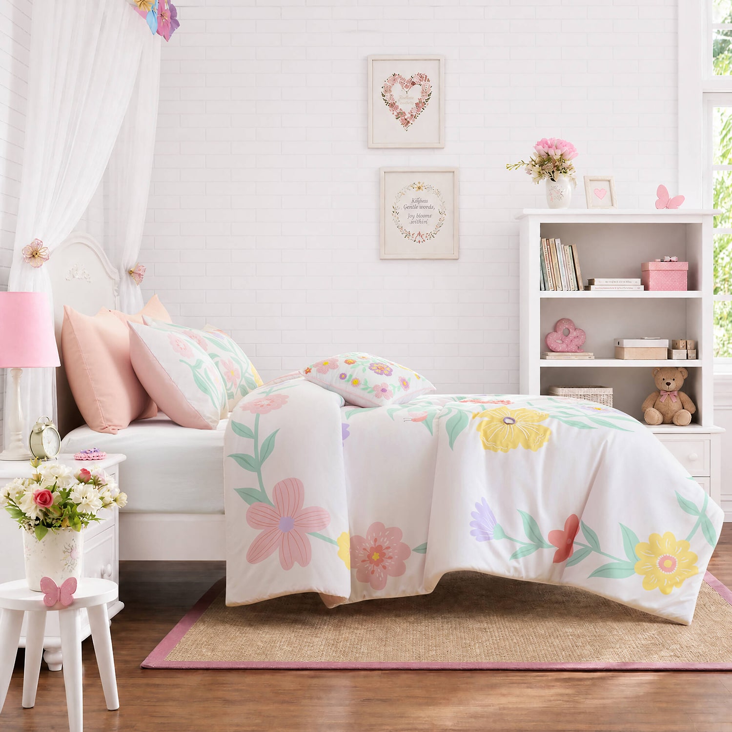 Intelligent Design Maisie Floral Embroidered 6-pc. Comforter Set with Throw Pillow