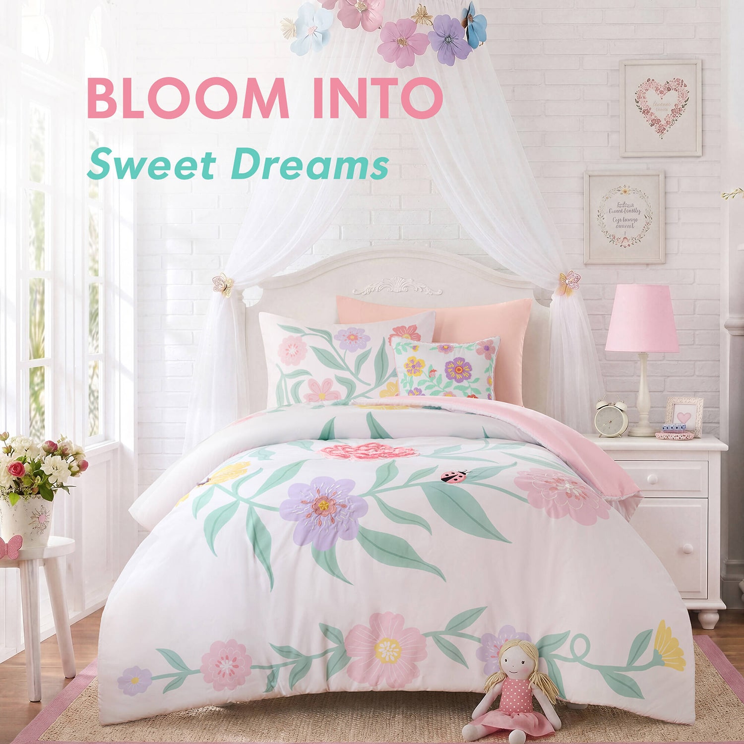 Intelligent Design Maisie Floral Embroidered 6-pc. Comforter Set with Throw Pillow