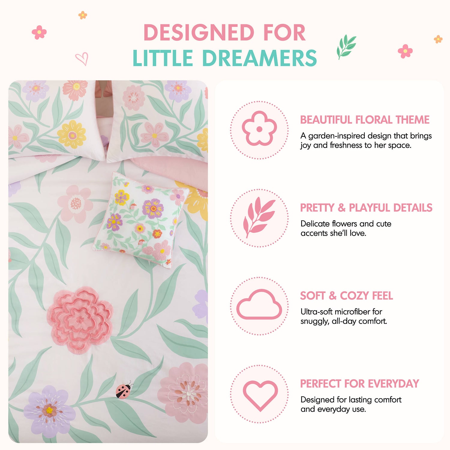 Intelligent Design Maisie Floral Embroidered 6-pc. Comforter Set with Throw Pillow