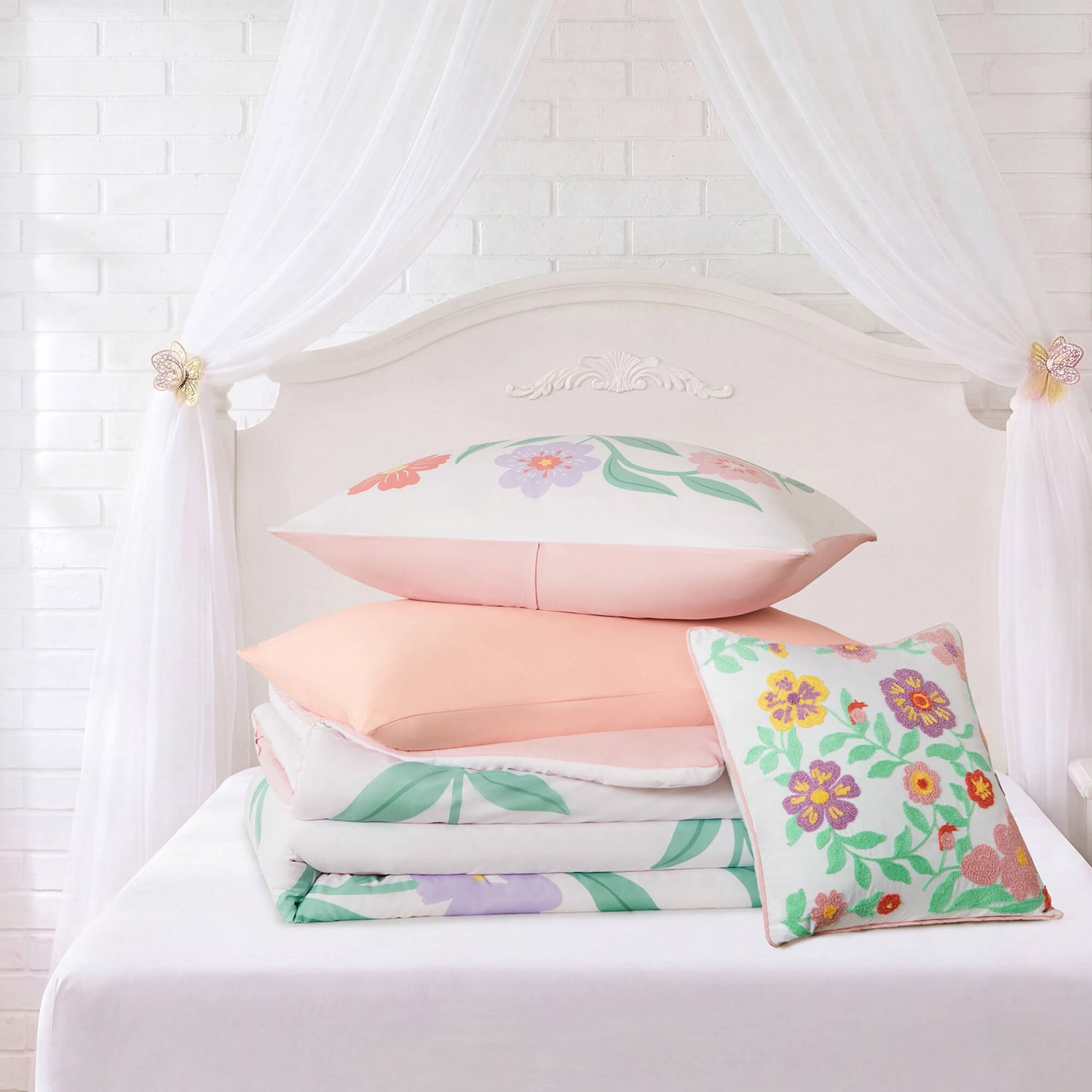 Intelligent Design Maisie Floral Embroidered 6-pc. Comforter Set with Throw Pillow