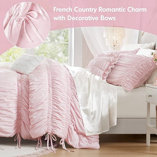 Intelligent Design Amelie Ruched Bow Tie Easy Care Comforter Set