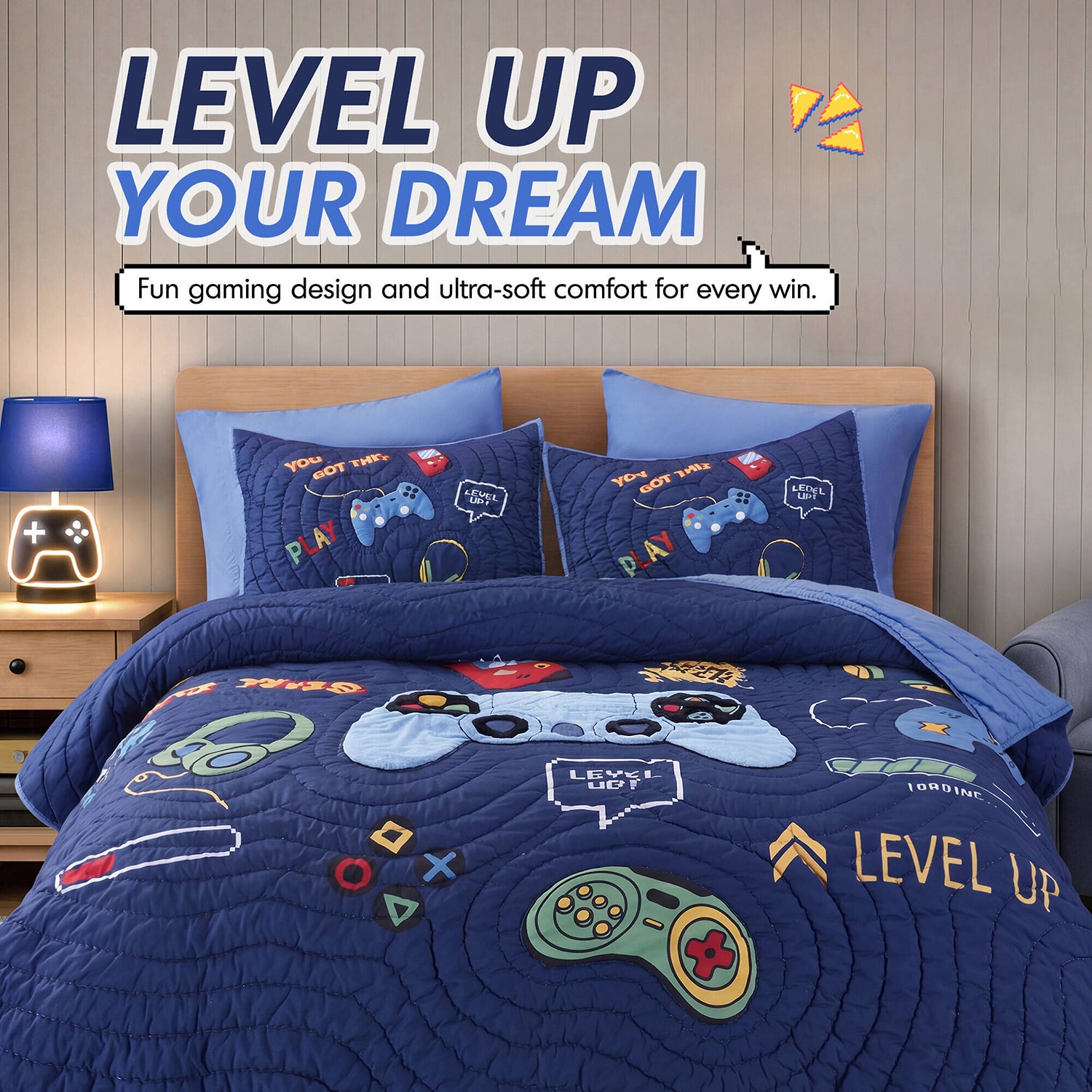 Intelligent Design Felix Gaming Quilt Set 5-pc. Easy Care Quilt Set