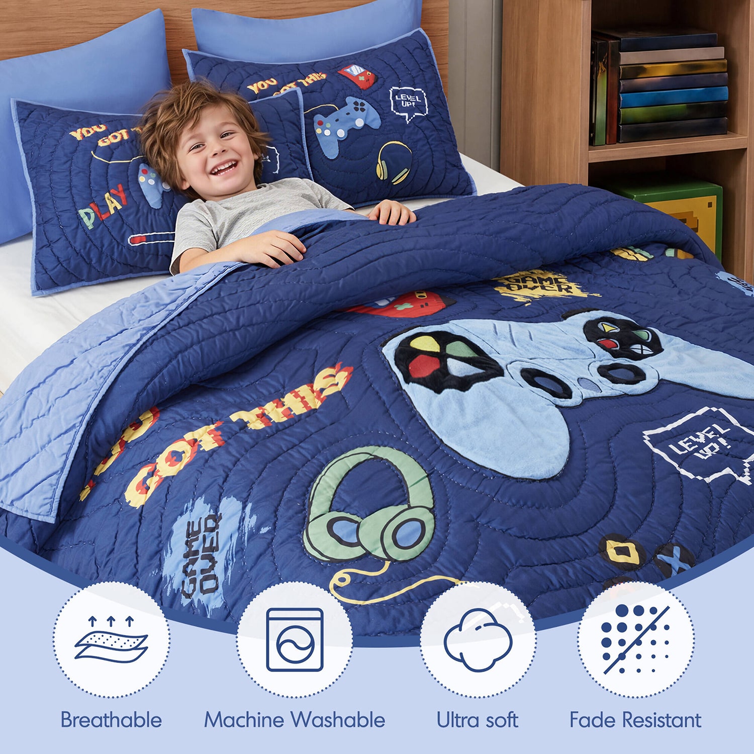 Intelligent Design Felix Gaming Quilt Set 5-pc. Easy Care Quilt Set