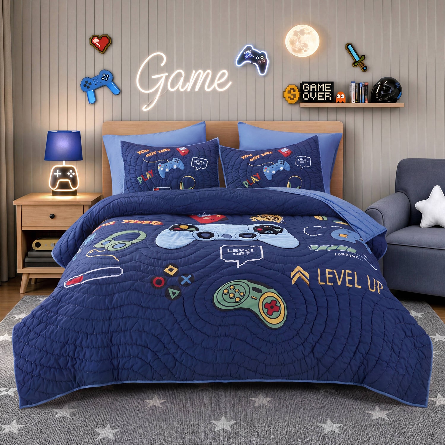 Intelligent Design Felix Gaming Quilt Set 5-pc. Easy Care Quilt Set