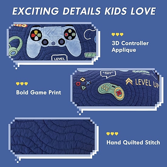 Intelligent Design Felix Gaming Embroidered Hand Quilting Quilt Set