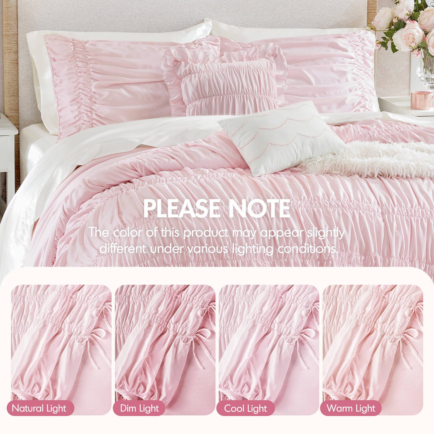 Intelligent Design Amelie Ruched Bow Tie Easy Care Comforter Set